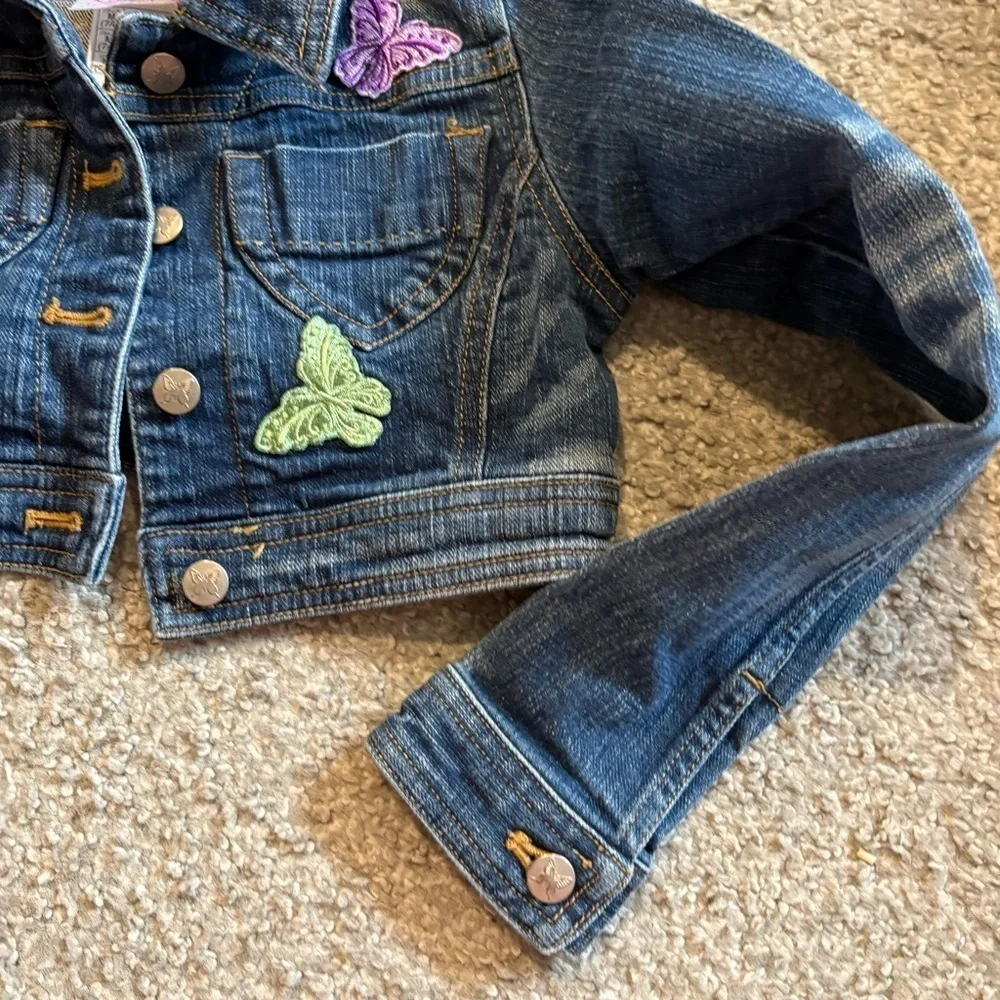 Vintage Disney Store Fairies Tinker Bell Cropped Denim Jean Jacket Medium 7/8